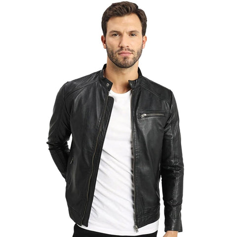 Cyrus Black Racer Leather Jacket