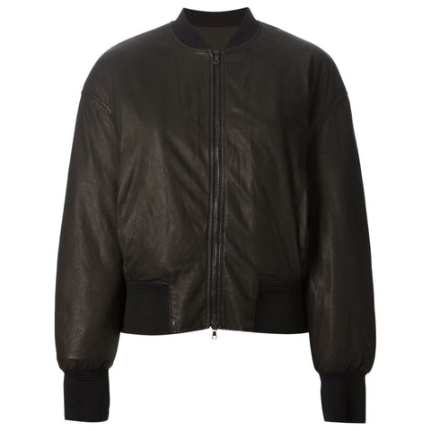 Adelaide Black Bomber Leather Jacket