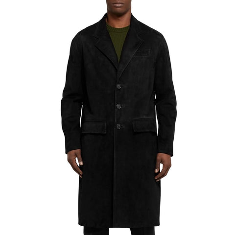 Mitchel Black Suede Leather Trench Coat