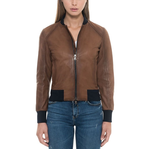Amanda Brown Bomber Leather Jacket