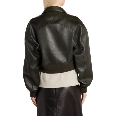 Annie Black Bomber Leather Jacket