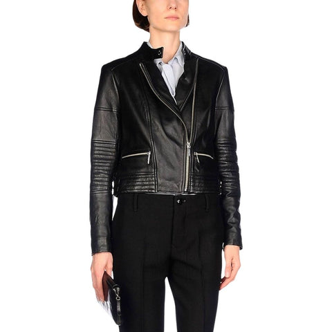 Alondra Black Quilted Racer Leather Jacket