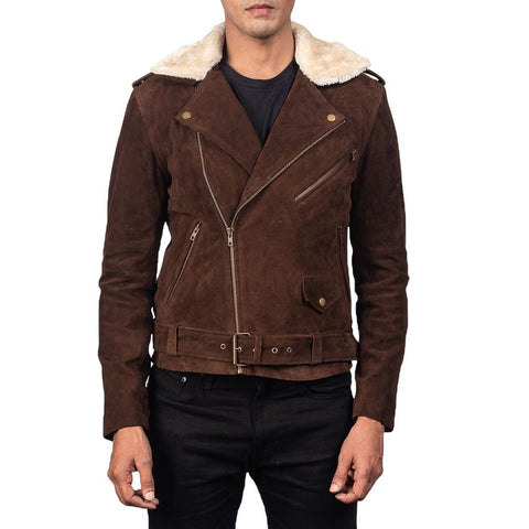 Kenneth Brown Suede Motorcycle Leather Jacket
