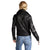 Ayden Black Fur Biker Leather Jacket