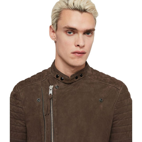 Lance Brown Suede Racer Leather Jacket