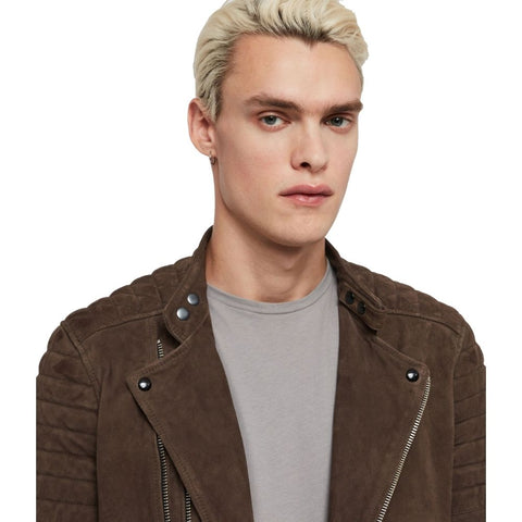 Lance Brown Suede Racer Leather Jacket