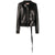 Adelynn Black Bomber Leather Jacket
