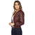 Alicia Maroon Bomber Leather Jacket