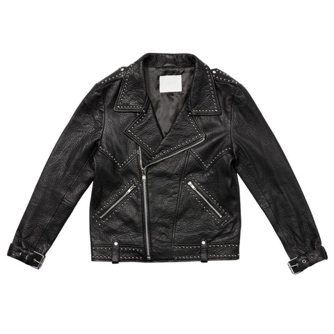 Callen Black Studded Motorcycle Leather Jacket