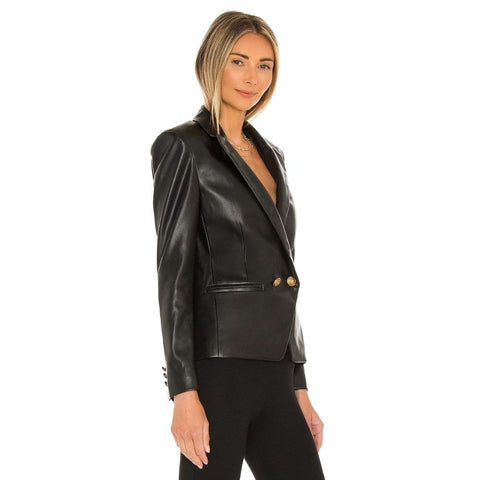Natalia Black Leather Blazer