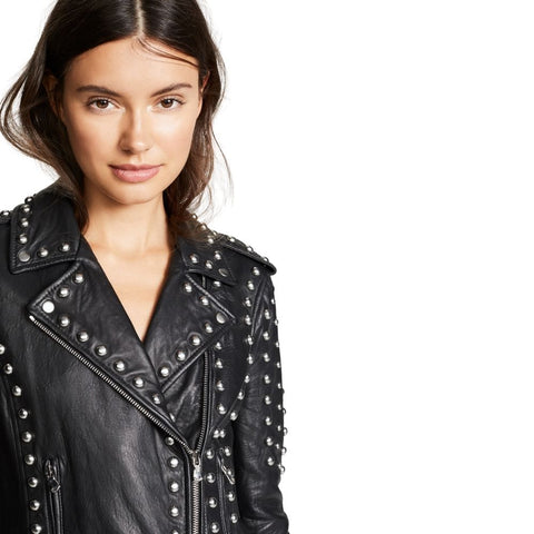 Beatrice Black Studded Motorcycle Leather Jacket
