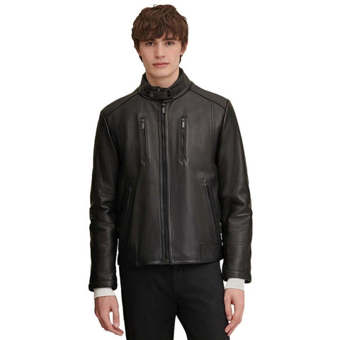 Grant Black Racer Leather Jacket