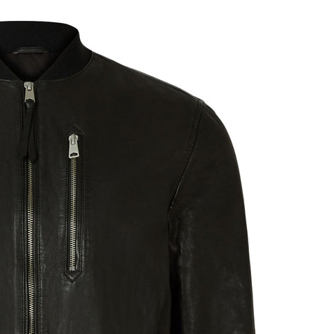 Galileo Black Bomber Leather Jacket
