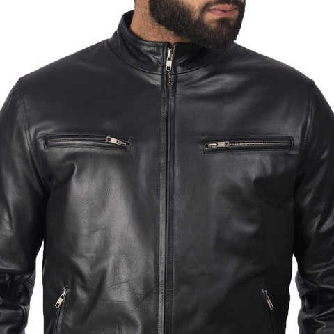 Edward Black Racer Leather Jacket